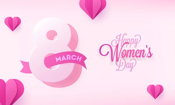 Cartel Del Día Mujer Feliz Diseño Pancartas Con Corazones Papel — Vector de stock