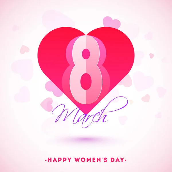 Diseño Tarjeta Felicitación Happy Women Day Decorada Con Formas Corazón — Vector de stock