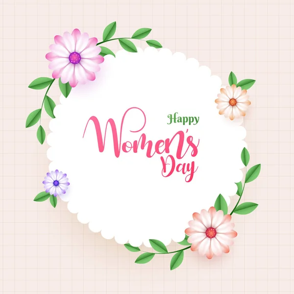 Women Day Viering Wenskaart Ontwerp Versierd Met Bloemen — Stockvector