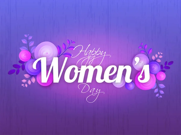 Happy Women Dag Banner Wenskaart Ontwerp Versierd Met Bloemen Paars — Stockvector