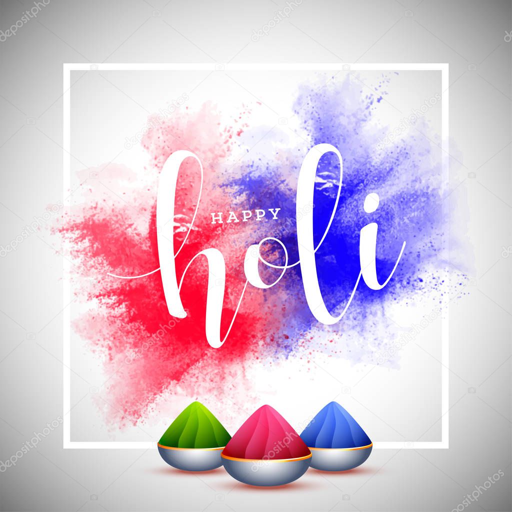 Red and blue color splash background for Indian festival holi celebration. Can be used as greeting card design.