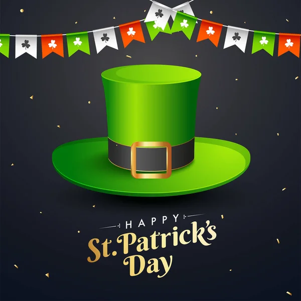 Joyeux Patrick Day Conception Carte Vœux Célébration Avec Illustration Chapeau — Image vectorielle