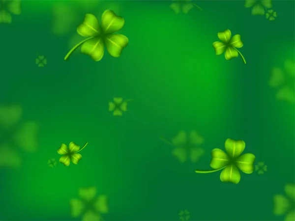 Shamrock Hojas Decoradas Fondo Borroso Verde Para Concepto Celebración Del — Archivo Imágenes Vectoriales