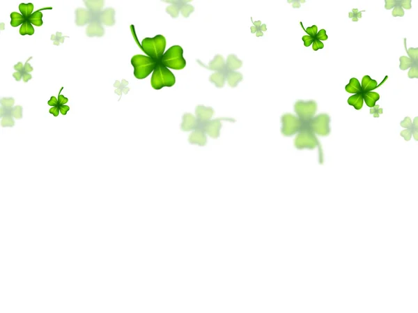 Green Shamrock Leaves Decorated White Background Patrick Day Celebration Concept — Stock Vector
