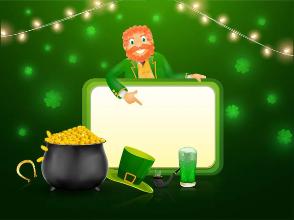 Banner Celebración Del Día San Patricio Diseño Póster Elementos Tradicionales — Vector de stock