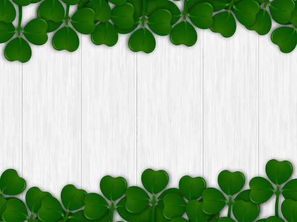 Grüne Shamrock Blätter Auf Hölzernem Texturhintergrund Für Patrick Day Celebration — Stockvektor