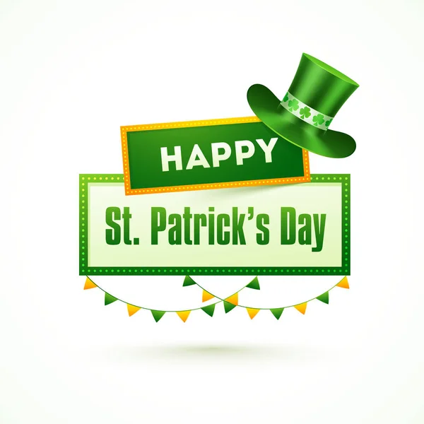 Happy Patrick Day Text Leprechaun Hat White Background Can Used — Stock Vector