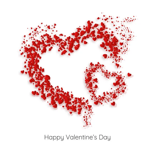 Creative Heart Shapes Made Tiny Hearts White Background Happy Valentine — стоковый вектор