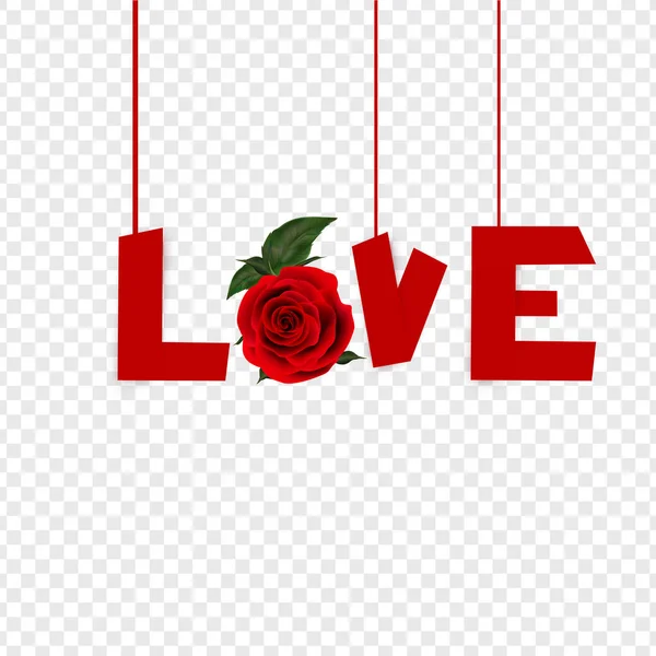 Sevgi Gül Çiçek Sevgililer Günü Kutlama Için Şeffaf Arka Plan — Stok Vektör