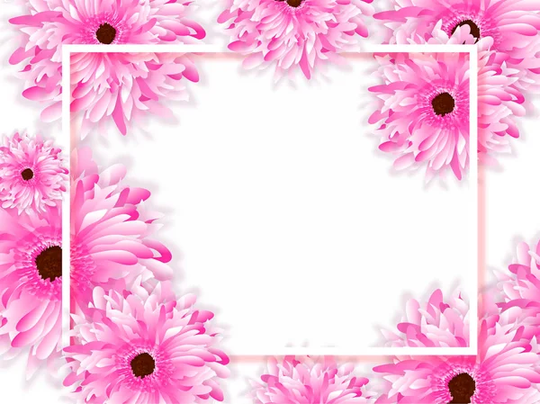 Mooie Roze Bloemen Versierd Witte Achtergrond Met Ruimte Voor Tekst — Stockvector