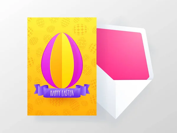 Kreativa Gratulationskort Design Med Papper Origami Ägg För Festivalen Påskfirande — Stock vektor