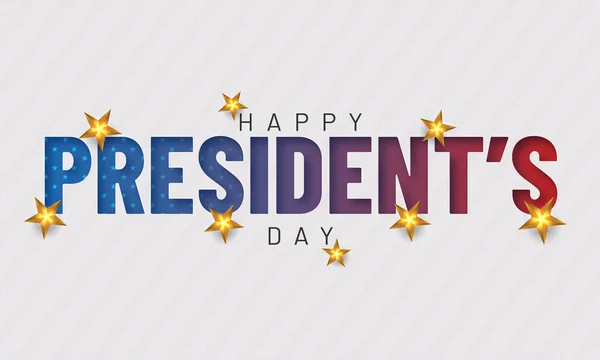 Tipografía Del Feliz Día Del Presidente Decorado Con Estrellas Sobre — Vector de stock