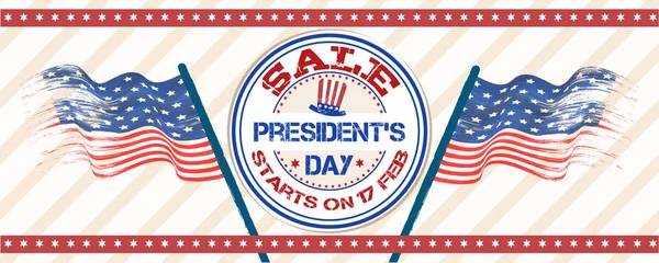 President Day Sale Header Banner Design Rubber Stamp Wavy Usa — Stock Vector