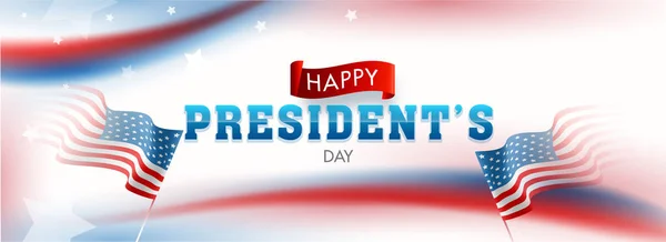 Usa Flag Illustration Glossy Background Happy President Day Header Banner — ストックベクタ