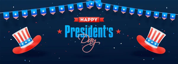 Happy President Day Header Banner Design Illustration Uncle Sam Hats — Stock Vector