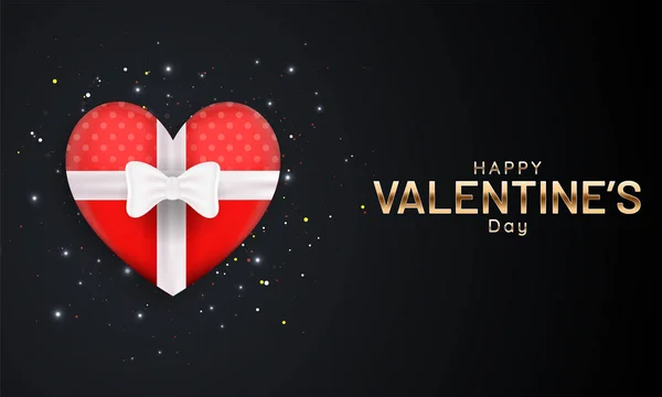 Kalp Şekli Hediye Kutusu Üstten Görünüm Happy Valentine Gün Poster — Stok Vektör