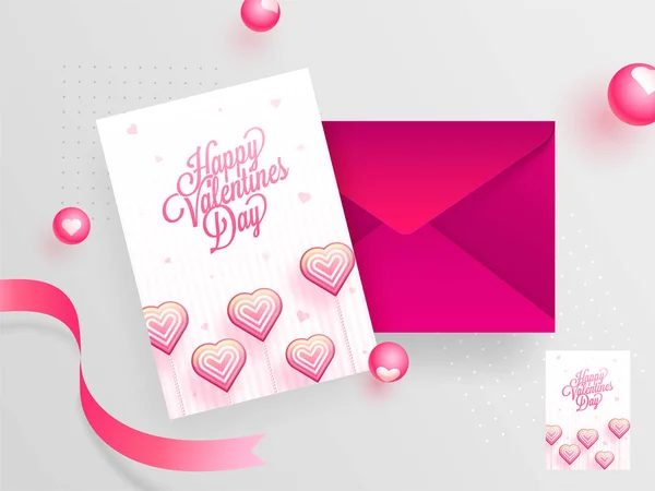 Feliz Día San Valentín Diseño Tarjeta Felicitación Con Sobre Sobre — Vector de stock