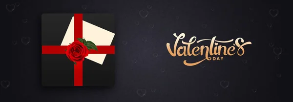 Valentine Day Celebration Header Banner Design Illustration Gift Box — Διανυσματικό Αρχείο