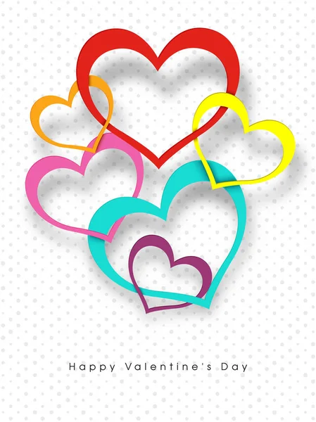 Bunten Papierausschnitt Stil Herzformen Auf Gepunktetem Hintergrund Für Glückliche Valentinstag — Stockvektor