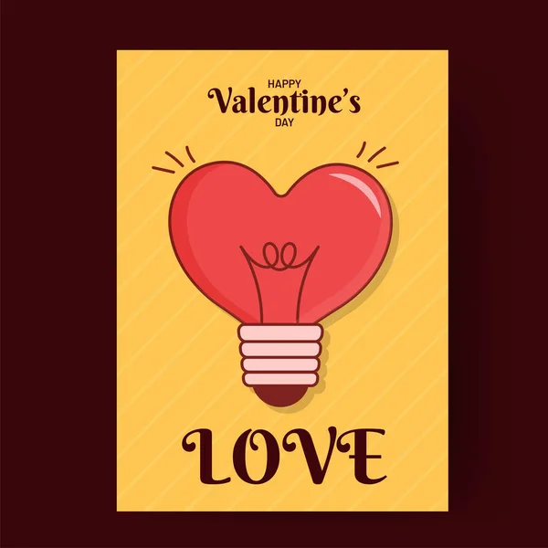 Estilo Plano Feliz San Valentín Diseño Tarjeta Felicitación Con Ilustración — Archivo Imágenes Vectoriales