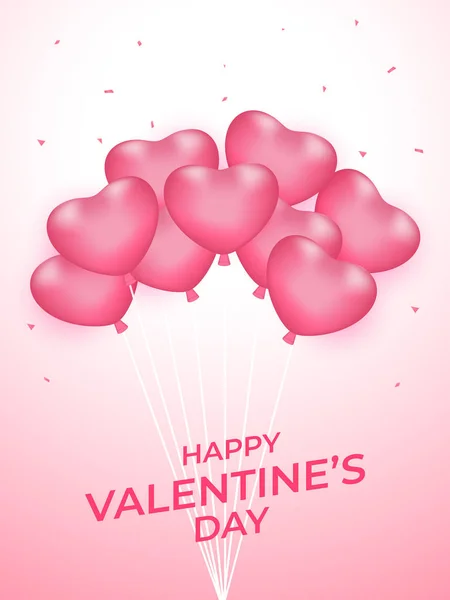 Feliz Día San Valentín Diseño Tarjetas Felicitación Con Ilustración Globos — Vector de stock