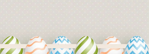 Ilustración Decorativa Huevos Pascua Sobre Fondo Punteado Para Encabezado Celebración — Vector de stock