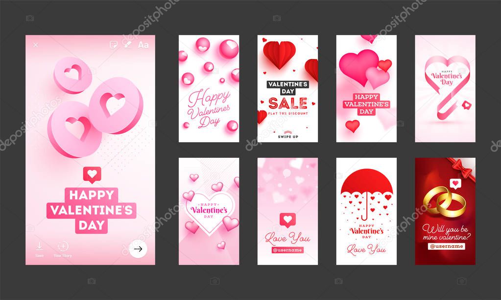 Social media splash screen layout for Valentine's Day celebration.