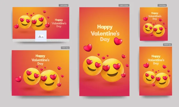 Encabezado Medios Sociales Cartel Conjunto Con Ilustración Emoji Amor Sobre — Archivo Imágenes Vectoriales