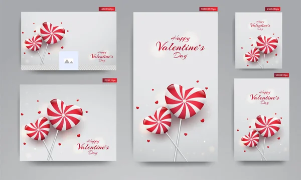 Valentine Day Social Media Header Poster Design Avec Illustration Bonbons — Image vectorielle