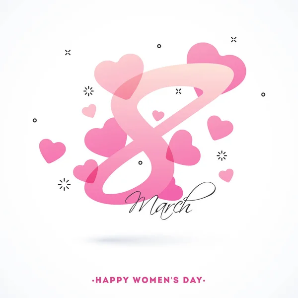 为妇女节庆祝贺卡设计 在白色背景上用微小的心脏插图的 3月的时尚字母 — 图库矢量图片