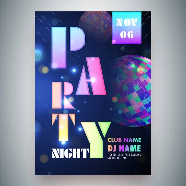 Party Night Celebration Template Flyer Design Time Date Venue Details — Stock Vector