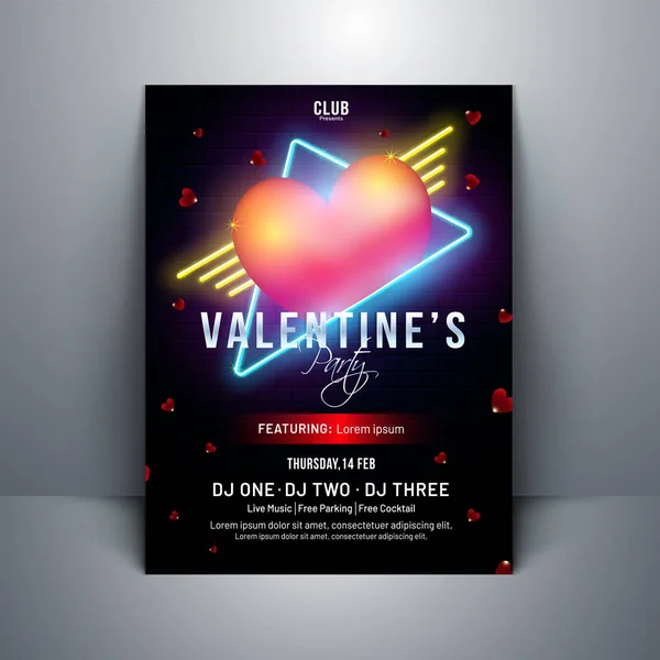Glanzende Hart Vorm Zwarte Achtergrond Voor Valentijnsdag Template Flyer Ontwerpen — Stockvector