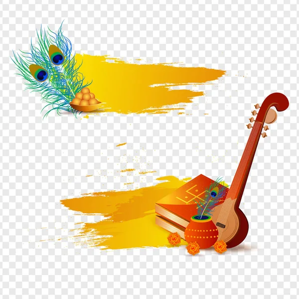 Vasant Panchami Festival Elementos Sobre Fondo Transparente — Vector de stock