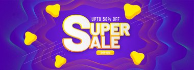 Sanat sıvı soyut süper satış başlığı veya afiş tasarım % 50 indirim teklif ile dekore edilmiştir..