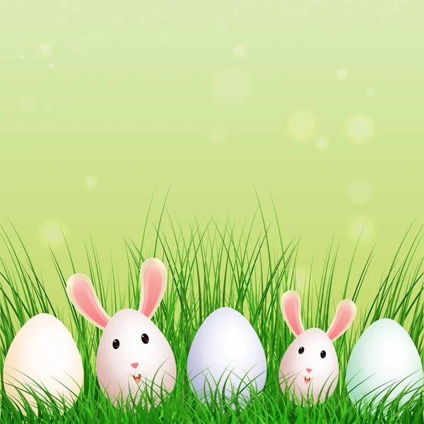 Easter Background Illustration Easter Eggs Hidden Grass — Stock Vector