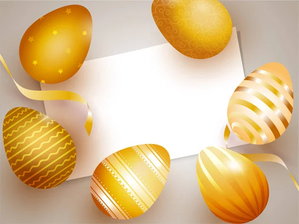 Realistické Zlaté Velikonoční Vajíčka Černým Papírem Pro Velikonoční Festival Přeje — Stockový vektor