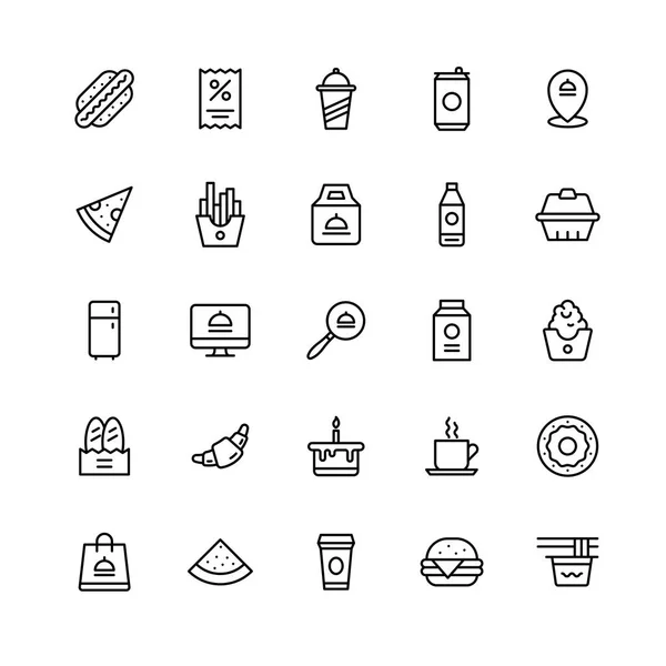 Set Iconos Comida Línea Art — Vector de stock