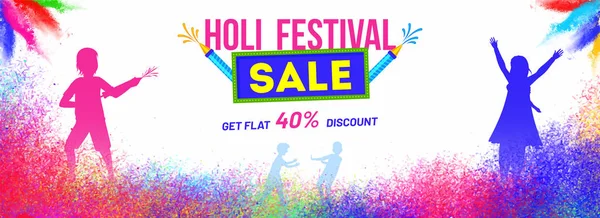 Holi Festival Verkauf Header Oder Banner Design Mit Illustration Der — Stockvektor