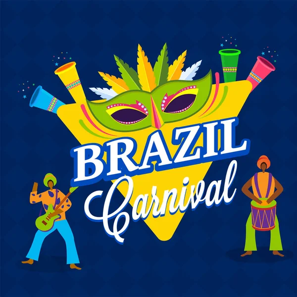 Brasil Carnaval Diseño Póster Con Ilustración Máscara Del Partido Gente — Vector de stock