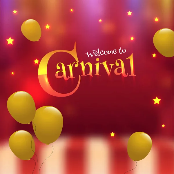 Design Cartaz Festa Carnaval Com Balões Dourados Estrelas Decoradas Fundo — Vetor de Stock
