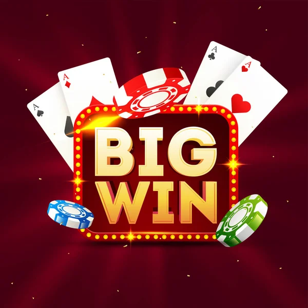 Glossy Golden Text Big Win Text Marquee Frame Realistic Casino — Stock Vector