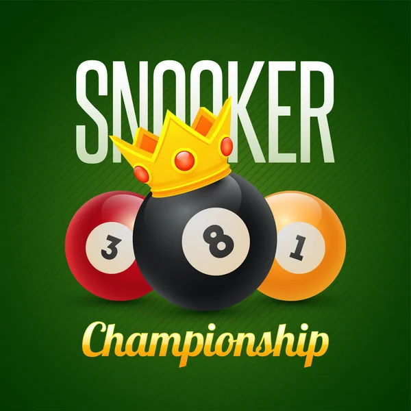 Snooker Championship Banner Poster Design Realistic Bingo Balls Green Background — Stock Vector