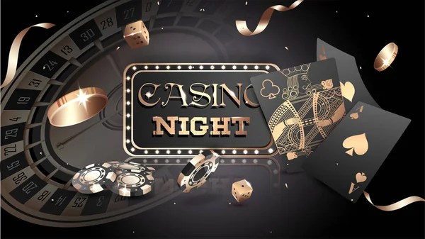 Poster Publicitaire Design Casino Night Texte Avec Des Jetons Casino — Image vectorielle