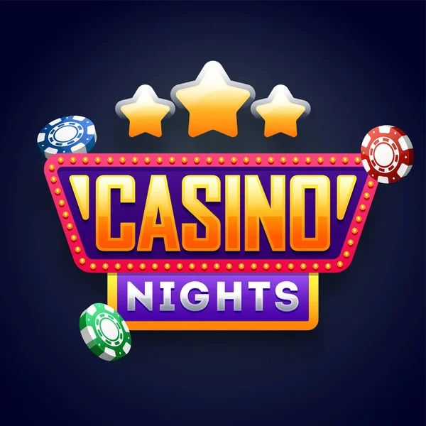 Casino Nätter Text Marquee Ram Med Casino Chips Illustration Kan — Stock vektor