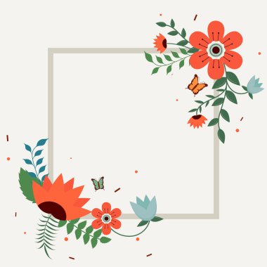 Düz stil güzel çiçek dekore edilmiş arka plan, metin için yer ile.