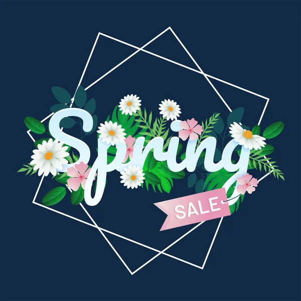 Texto Papel Primavera Decorada Con Hermosas Flores Para Venta Póster — Vector de stock