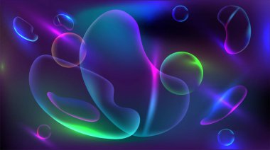 Parlak şeffaf sıvı soyut mavi zemin üzerine.