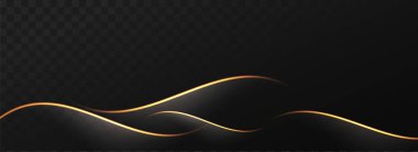 Abstract golden waves on black png background. clipart