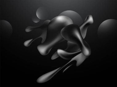 Parlak sanat sıvı soyut siyah arka plan üzerine.