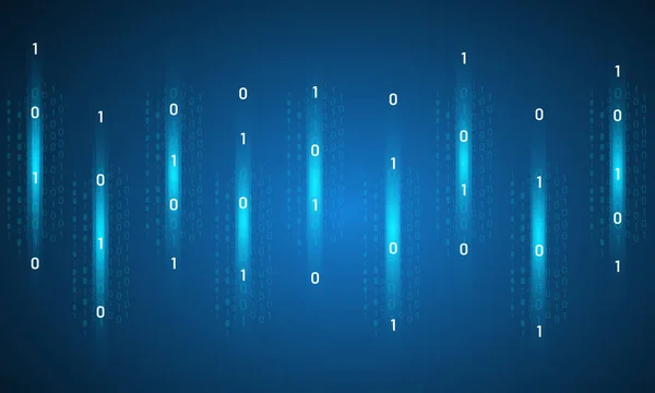 Fondo Codificación Matriz Azul Brillante Para Concepto Ciencia Tecnología — Vector de stock